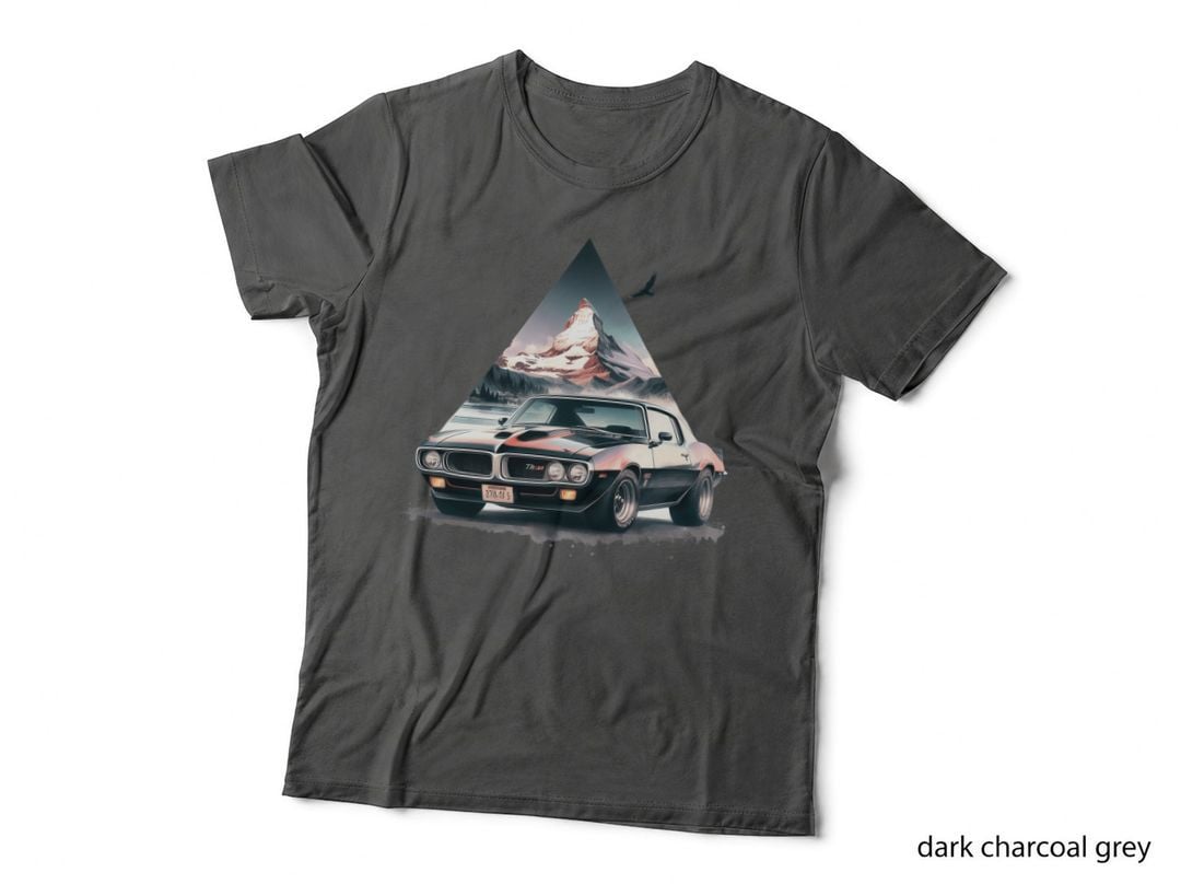 Triangle Mountain Blue Geometric Black Retro T-Shirt
