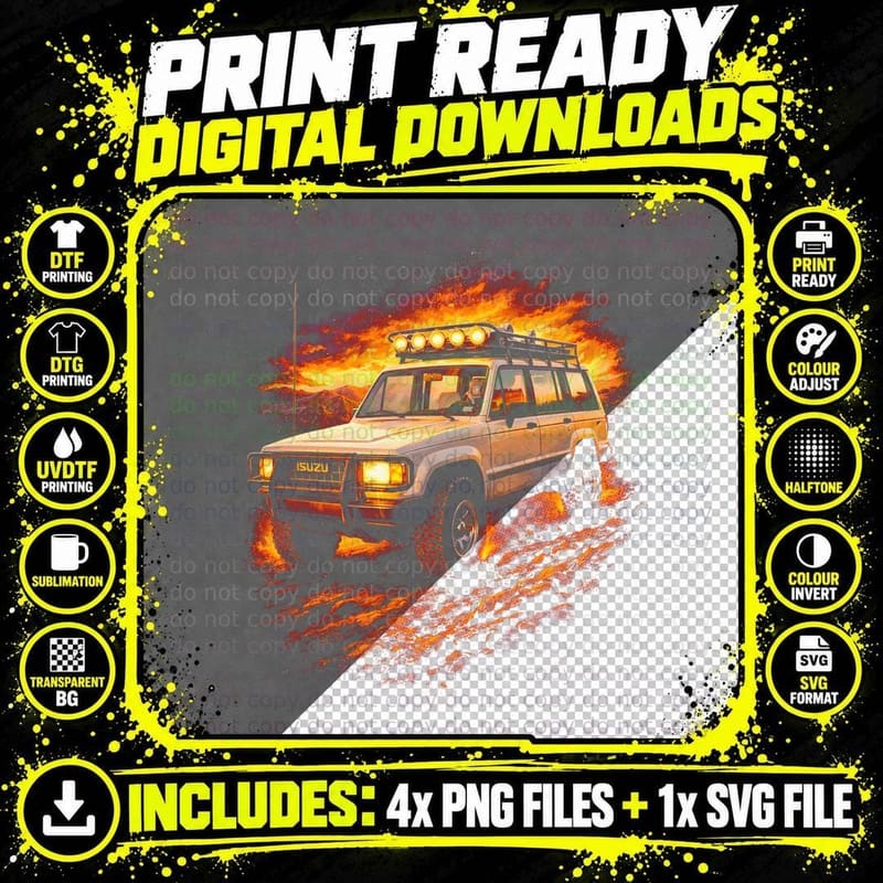 Trooper 4x4 T-Shirt, Halftone off Road 4x4 Graphic Tee Png SVG Digital Bundle