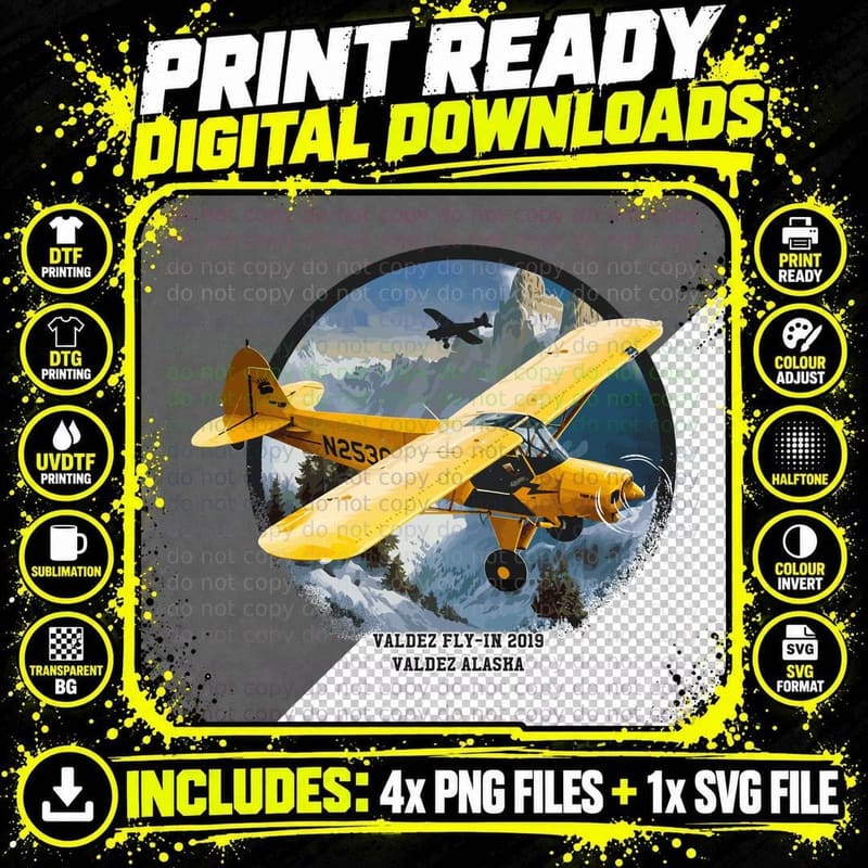 Valdez Fly-In Airplane 2019 Alaska Adventure T-Shirt Png SVG Digital Bundle