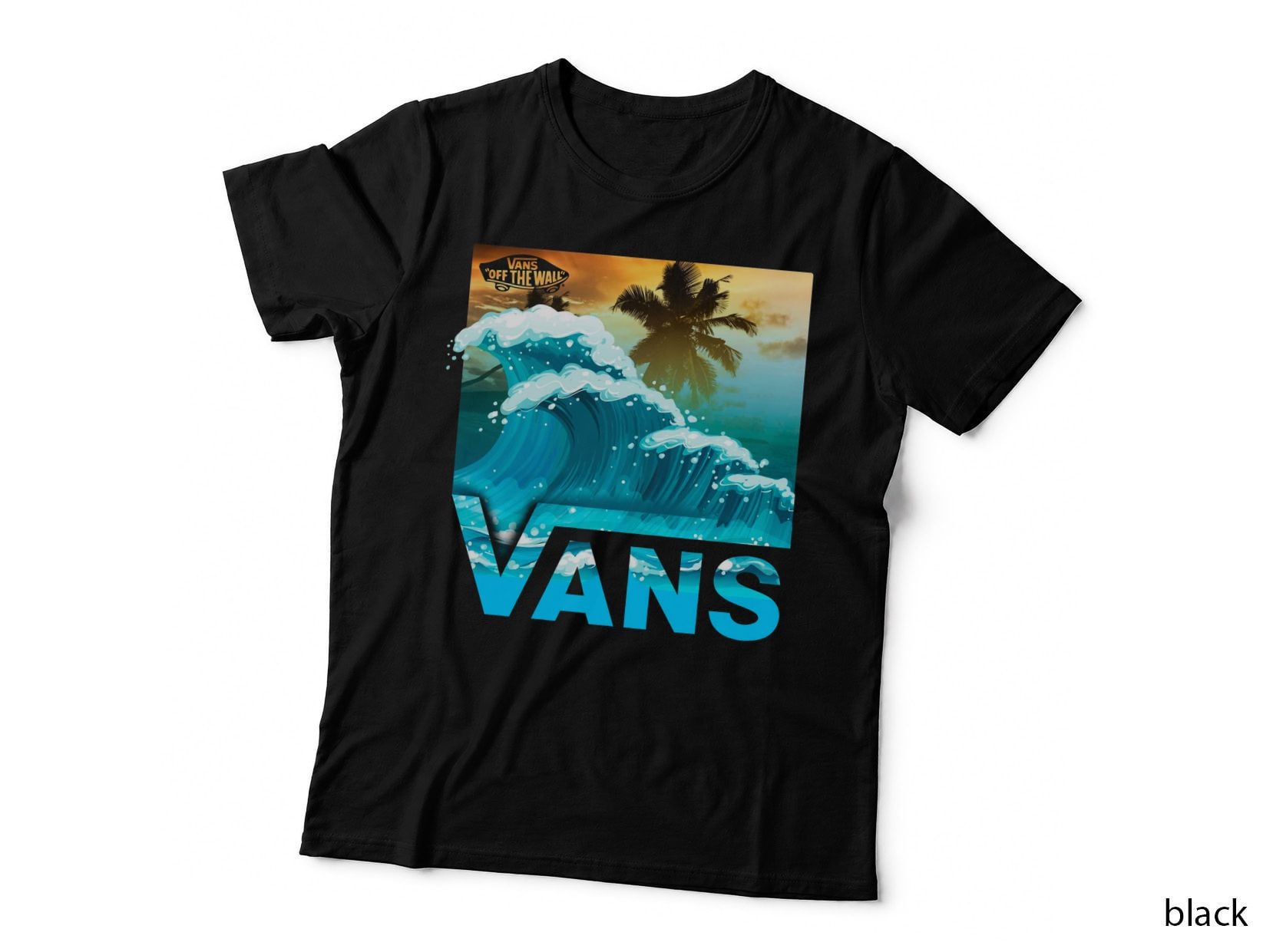 Vans Wave Surf Ocean Blue Retro Vintage T-Shirt