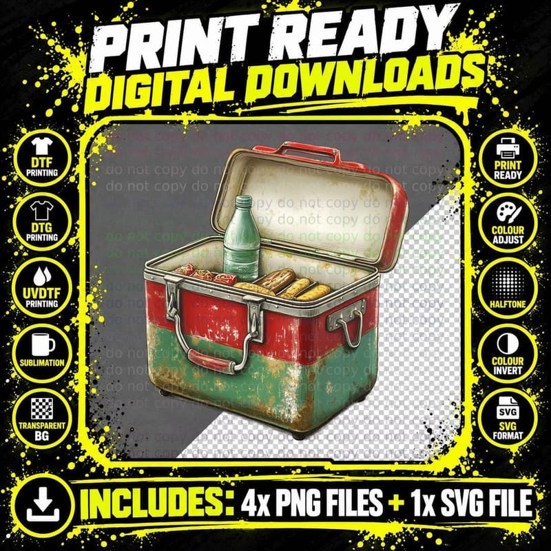 Vintage Picnic Cooler with Food Camping T-Shirt Png SVG Digital Bundle