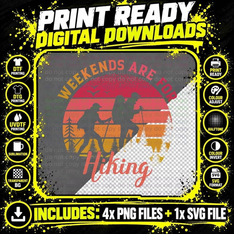 Weekends Are for Hiking Camping T-Shirt Png SVG Digital Bundle