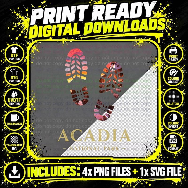 Acadia National Park Hike Hiking Hiker Camping Souvenir Png SVG Digital Bundle