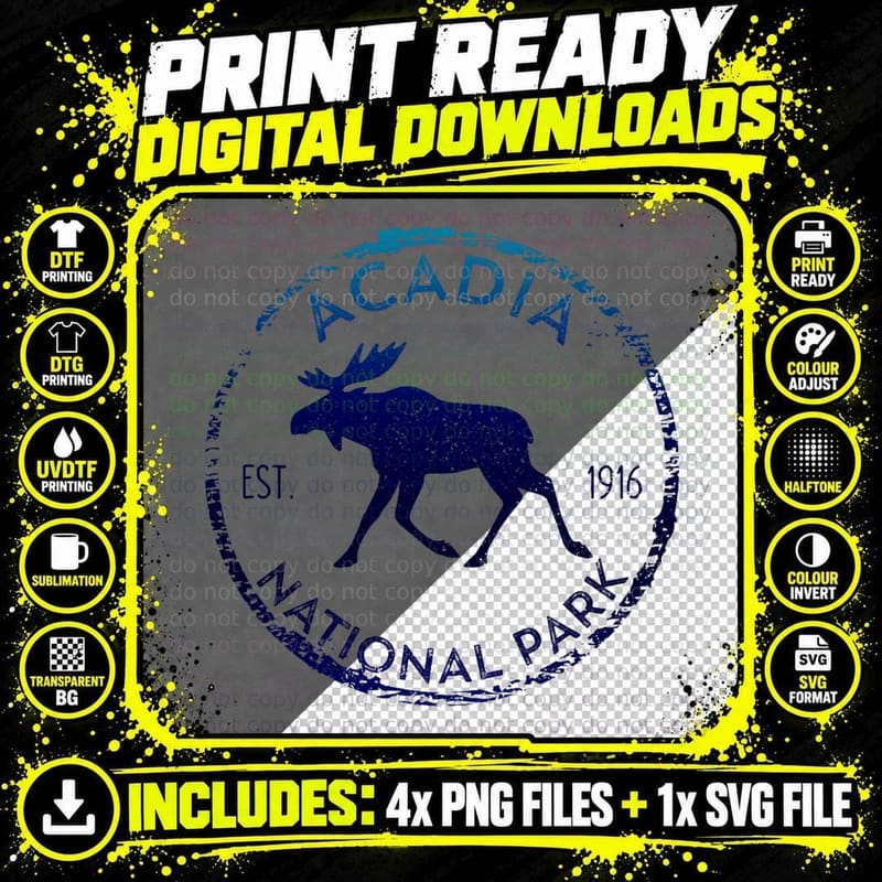 Acadia National Park Np Maine Moose Lovers Png SVG Digital Bundle