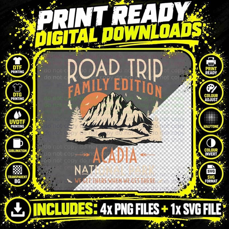Acadia Us National Park Family Road Trip Vacation Png SVG Digital Bundle