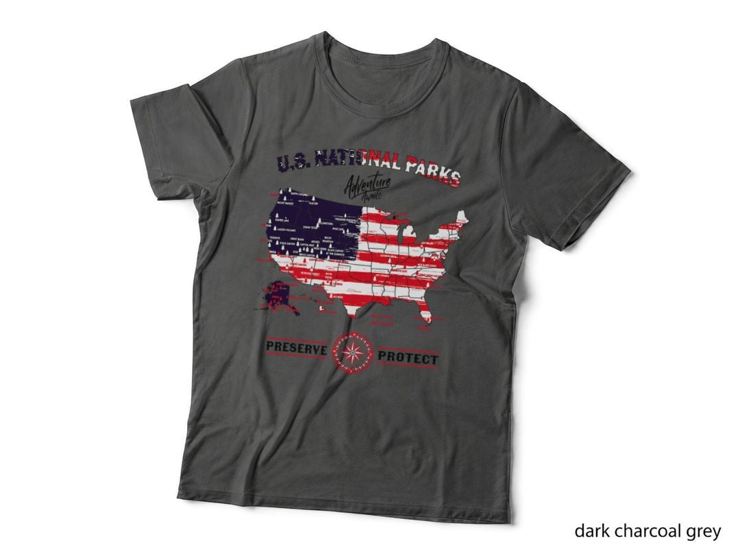 All 63 National Parks Map - Vintage American Hiking Camping T-Shirt