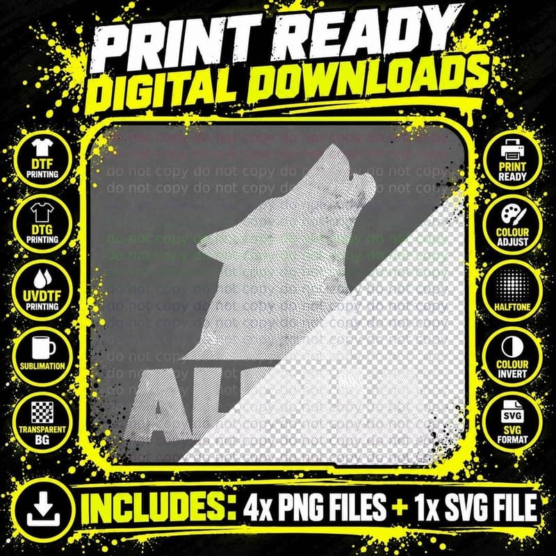 Alpha Lone Wolf T-Shirt Pack Member Wildlife Howling Png SVG Digital Bundle