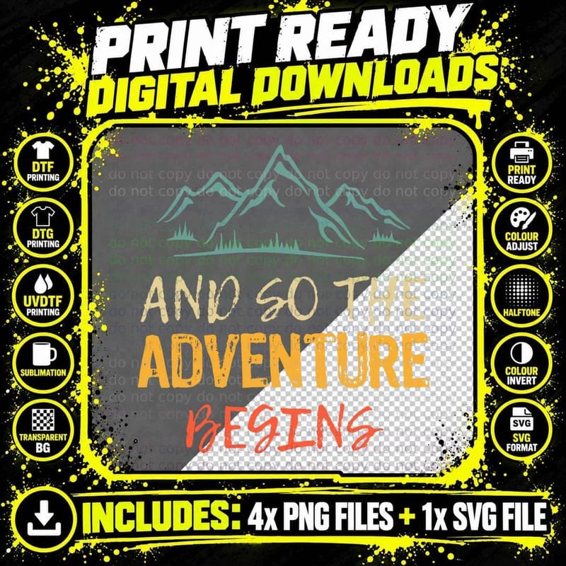 And So the Adventure Begins Camping Road Trip Vintage Png SVG Digital Bundle