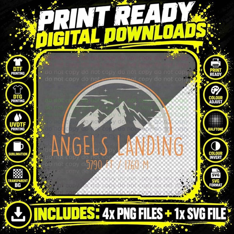 Angels Landing Zion National Park T-Shirt Mountain Png SVG Digital Bundle