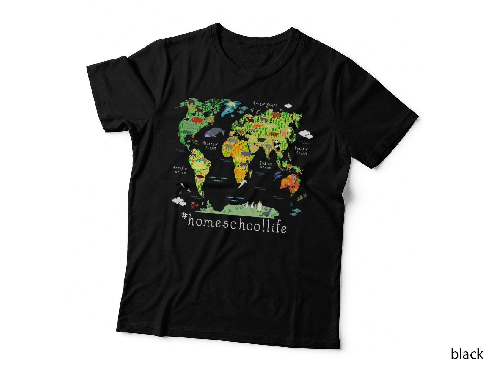 Back to School Homeschool World Map Geography, Kids, Travel Lovers T-Shirt