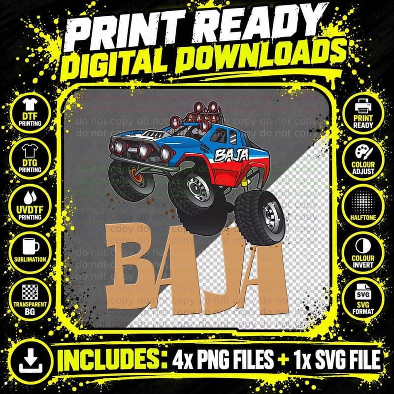 Baja Racing Baja Truck, Off-Road Adventure Png SVG Digital Bundle