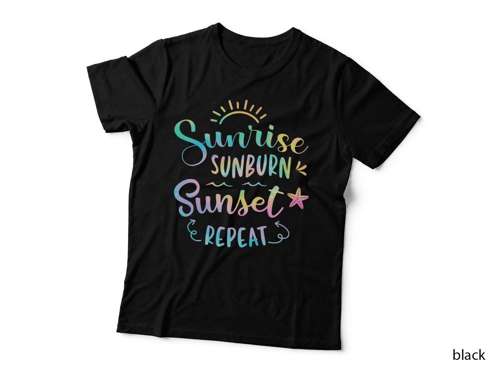 Beach Camping Sunrise Sunburn Sunset Repeat Summer Vacation T-Shirt