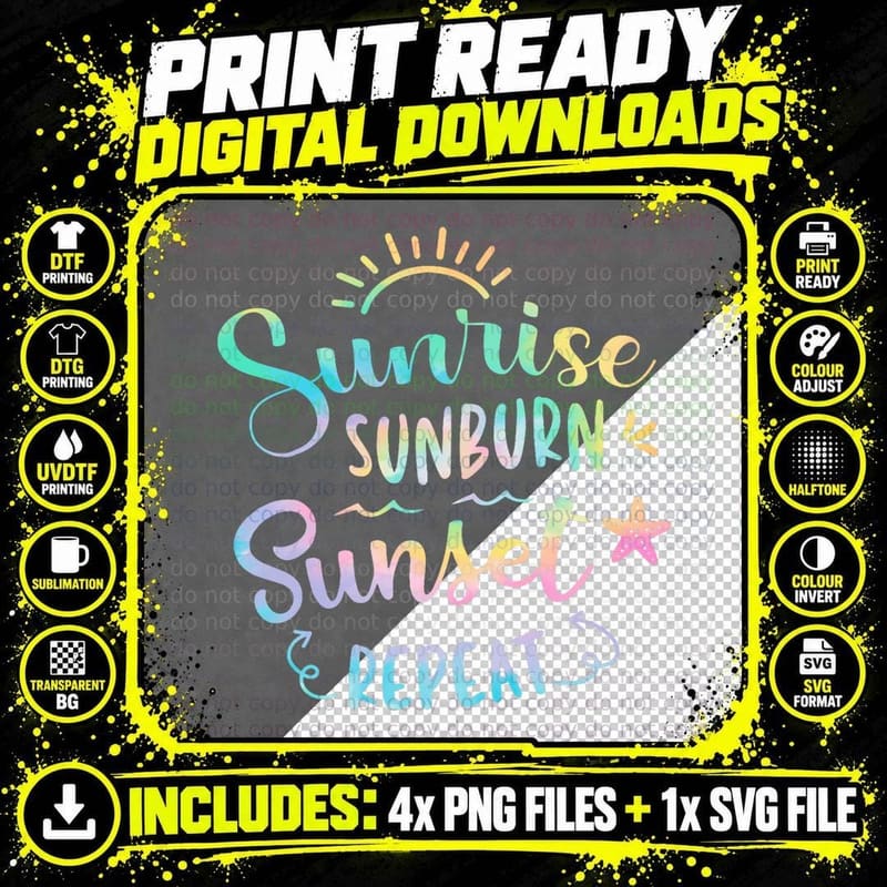 Beach Camping Sunrise Sunburn Sunset Repeat Summer Png SVG Digital Bundle