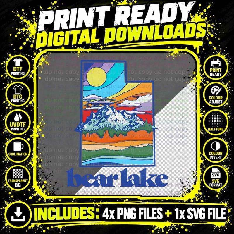 Bear Lake Utah Vintage Nature Outdoor Graphic Png SVG Digital Bundle