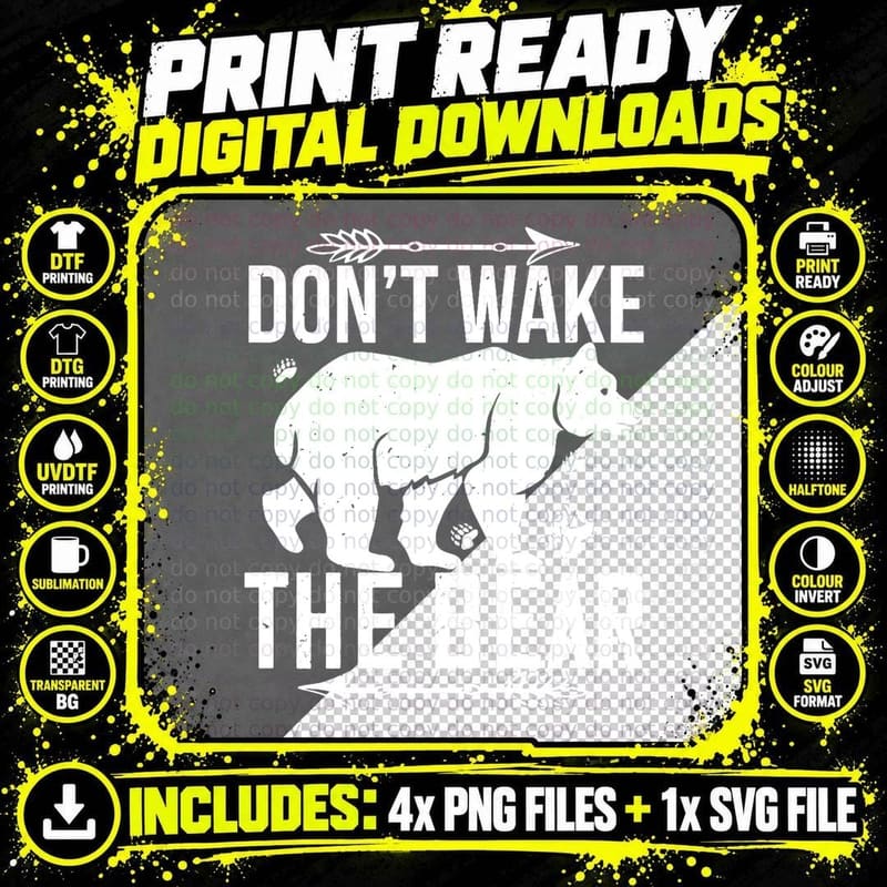 Bear Lover Funny - Don't Wake the Bear, for Women Png SVG Digital Bundle