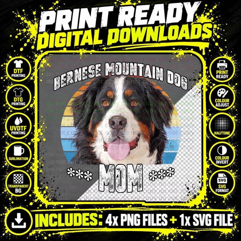 Bernese Mountain Dog Mom Mama Mothers Day Gift Png SVG Digital Bundle