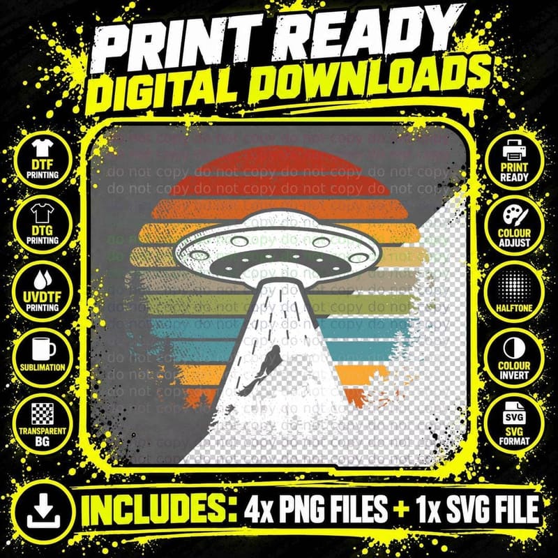 Bigfoot Alien Unicorn Sasquatch UFO, Cryptozoology Png SVG Digital Bundle