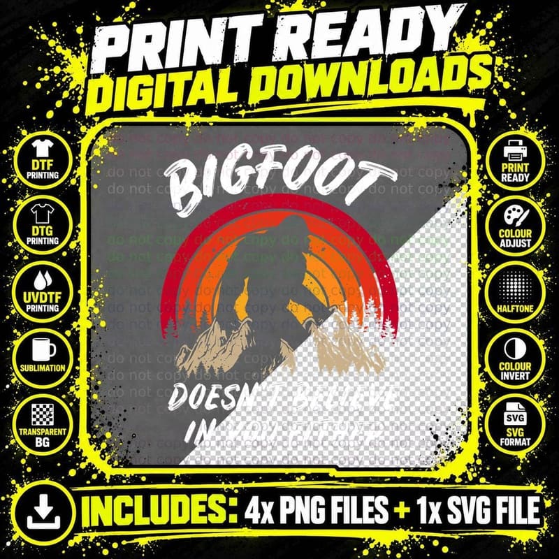 Bigfoot Outdoor Hiking & Camping Joke Mens Png SVG Digital Bundle