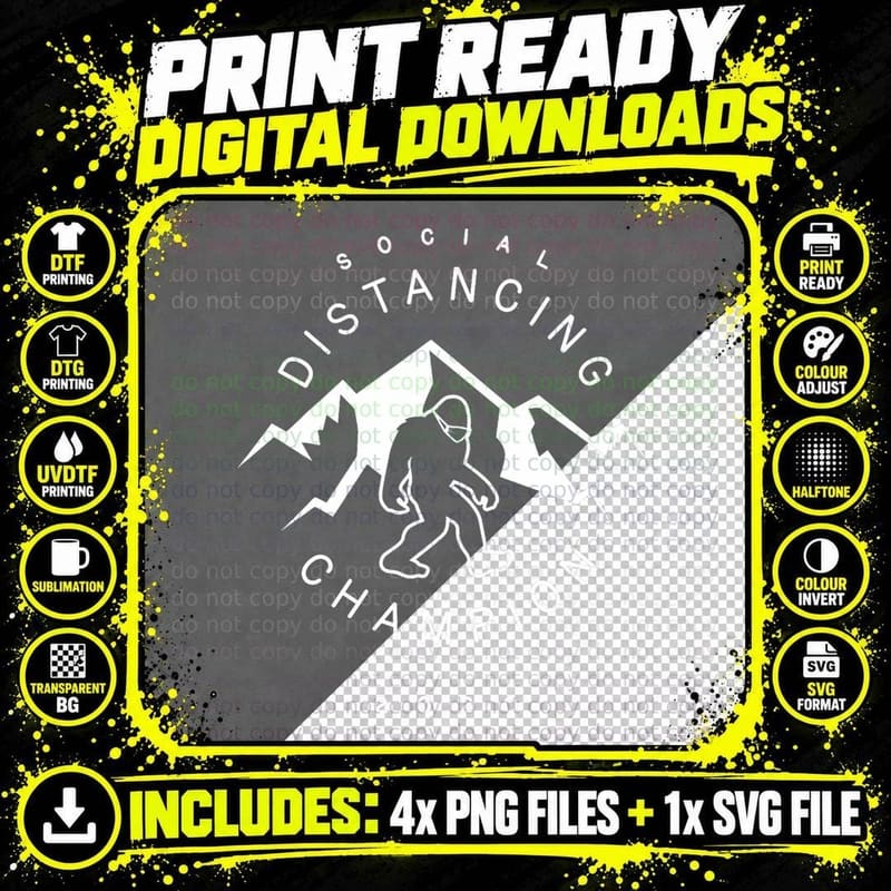 Bigfoot Quarantine Social Distance Champion Camping Gift Png SVG Digital Bundle