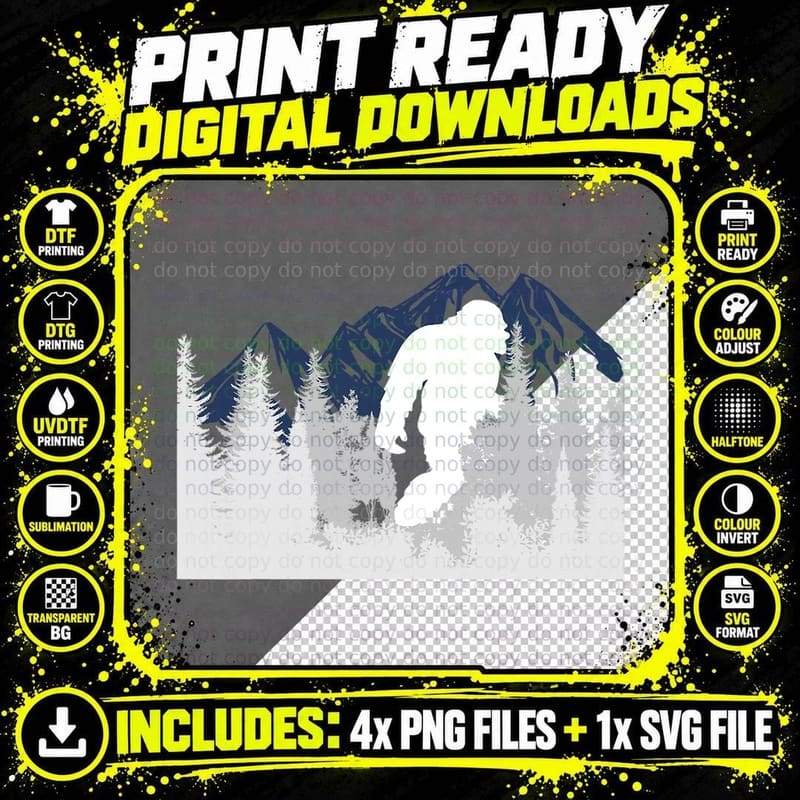 Bigfoot Sasquatch Design Women and Men Trip Hiking Png SVG Digital Bundle