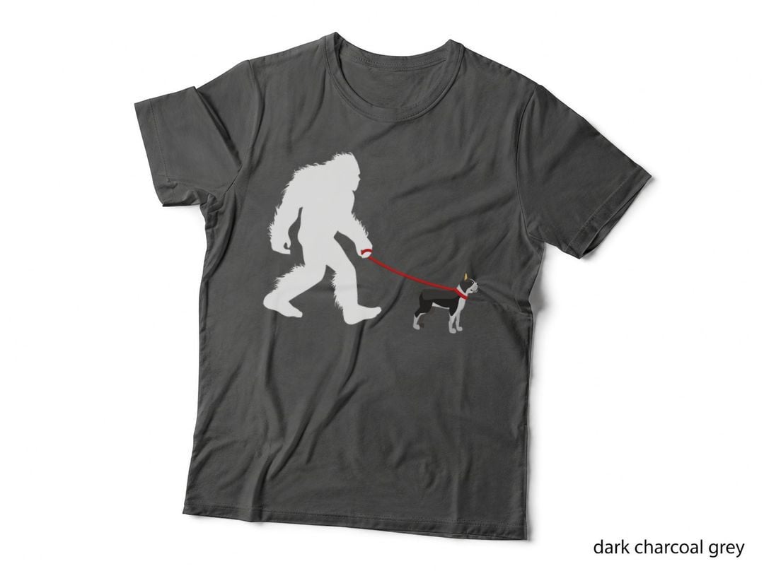 Bigfoot Walking Boston Terrier Shirt, Dog Walker Tee Gift, Funny Animal Lover