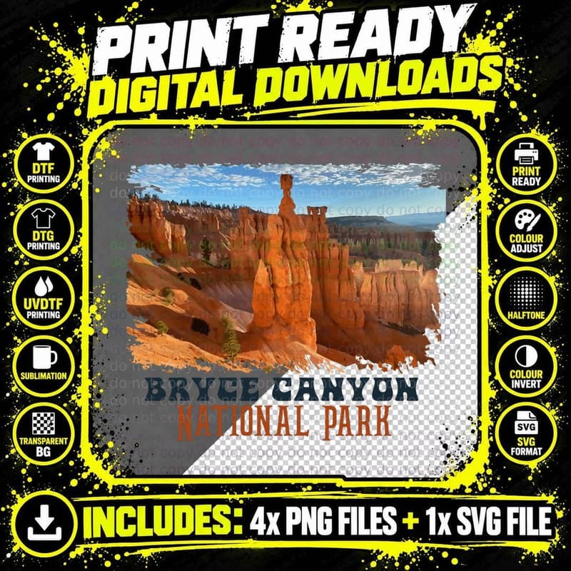Bryce Canyon National Park Trail Explore Utah Camping Png SVG Digital Bundle