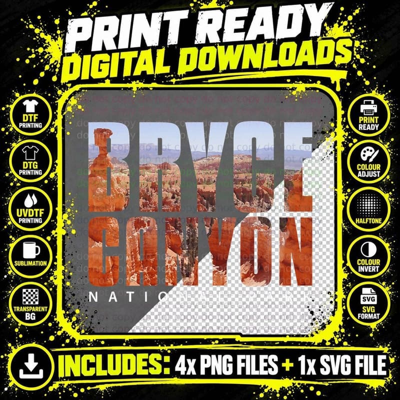 Bryce Canyon National Park-Souvenir Gift-Camping Hiking Png SVG Digital Bundle