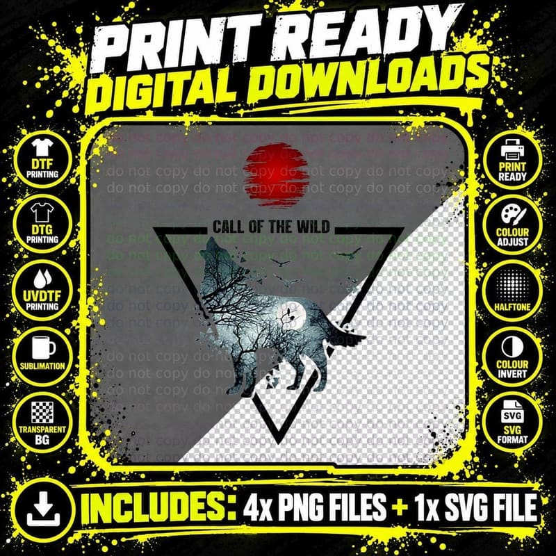 Call of the Wild Wolf Nature Lover Png SVG Digital Bundle
