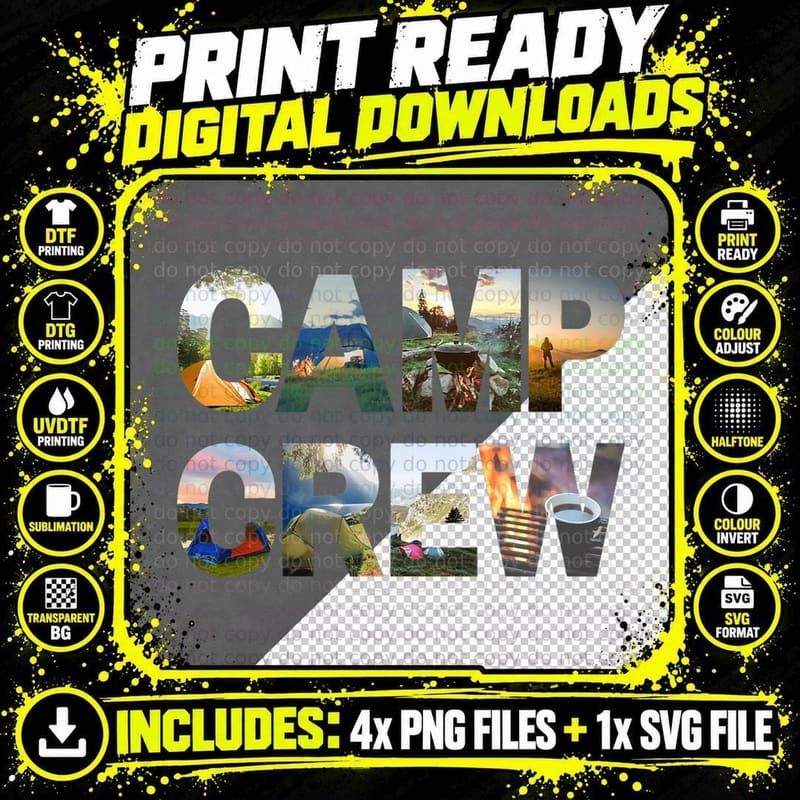 Camp Crew Happy Camper Camping Lovers Camp Vacation Png SVG Digital Bundle