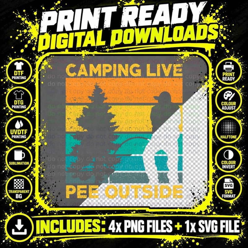 Camper I Pee Outside Funny Camping T-Shirt Png SVG Digital Bundle