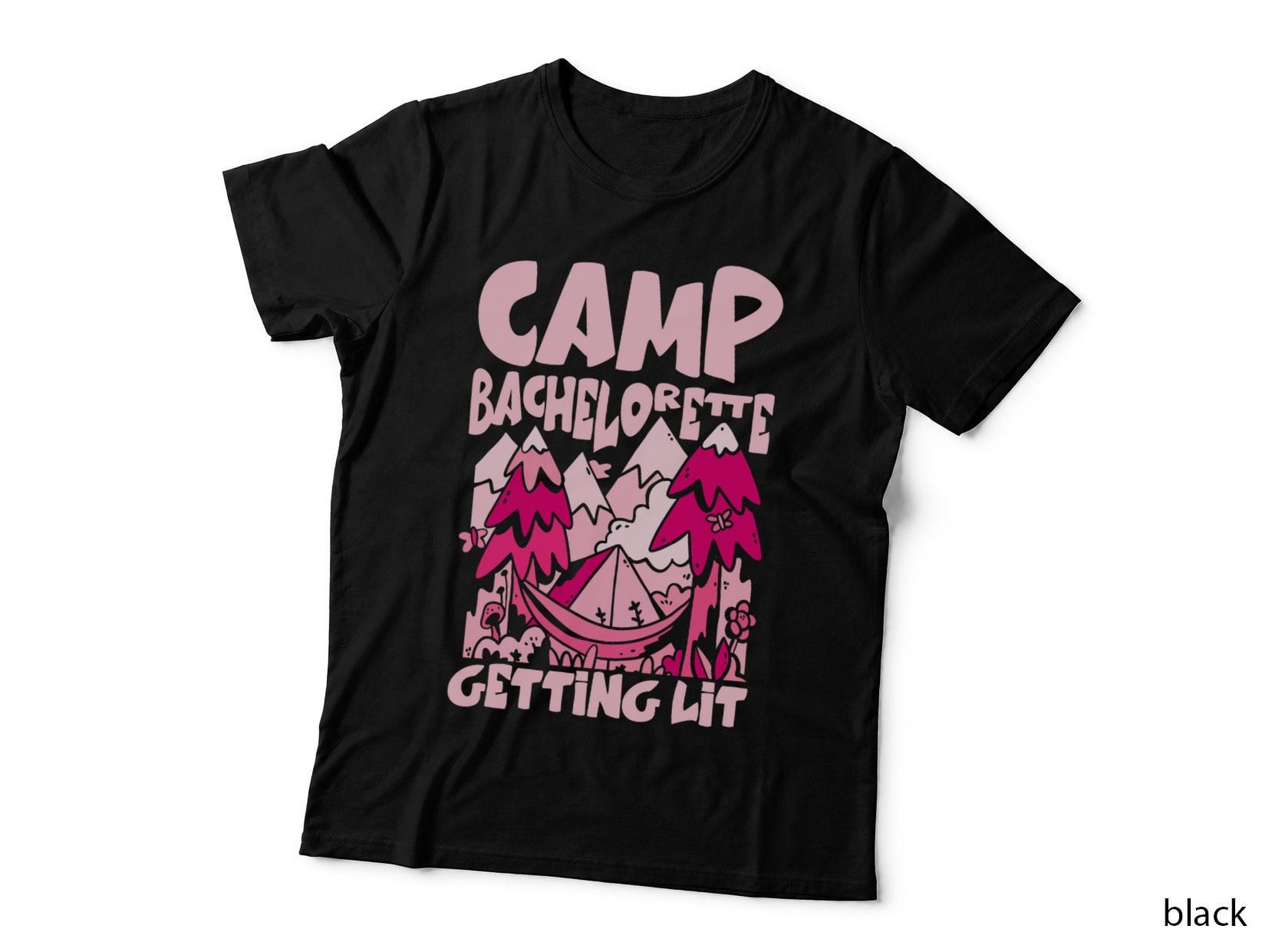 Camping Bridal Party Camp Bachelorette Getting Lit, Outdoor Wedding T-Shirt