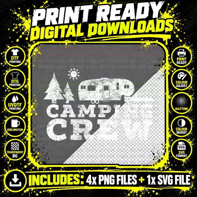 Camping Crew 5th Wheel Camper Family Vacation Rv Gift Png SVG Digital Bundle