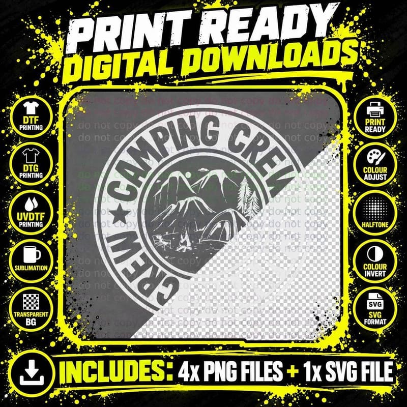 Camping Crew Matching Family Group Outdoor Fun Rv Camper Png SVG Digital Bundle