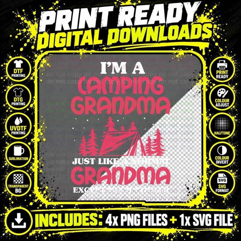 Camping Grandma Funny I'm a Camping Grandma Mother's Day Png SVG Digital Bundle