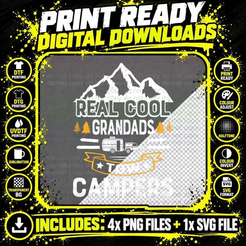 Camping Grandpa - Camping Grandad Camper Png SVG Digital Bundle