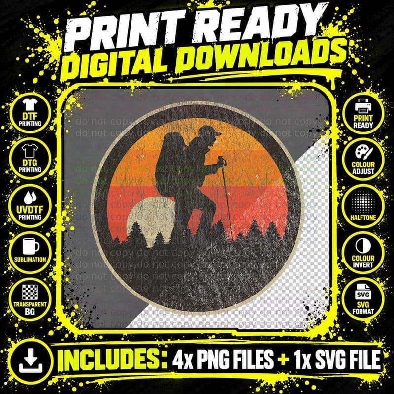 Camping Hiking Backpacking Outdoor Wilderness Png SVG Digital Bundle
