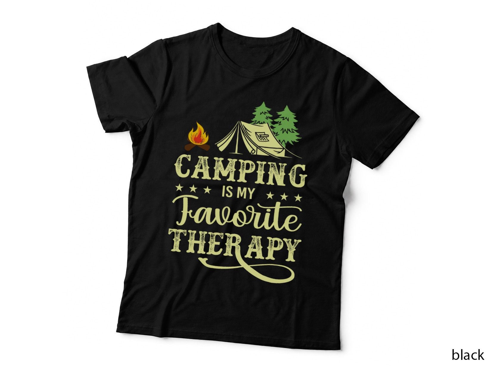 Camping Is My Favorite Therapy Cute Funny Vintage, Outdoor Adventure T-Shirt