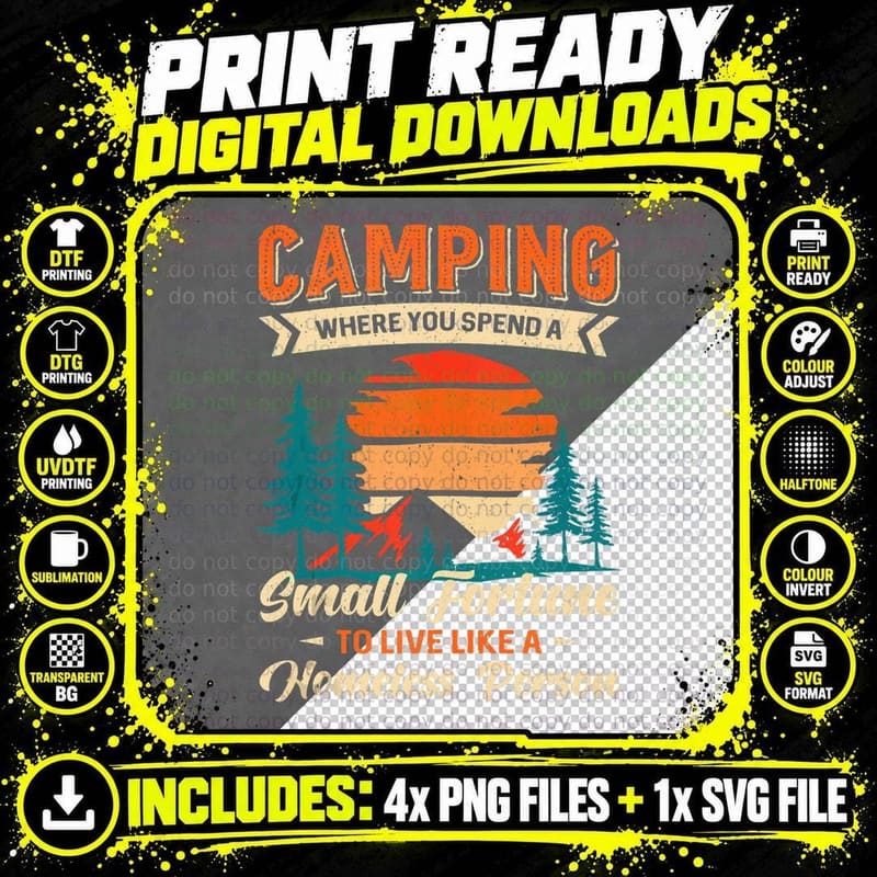 Camping Where You Spend Fortune Funny Camper Saying Png SVG Digital Bundle
