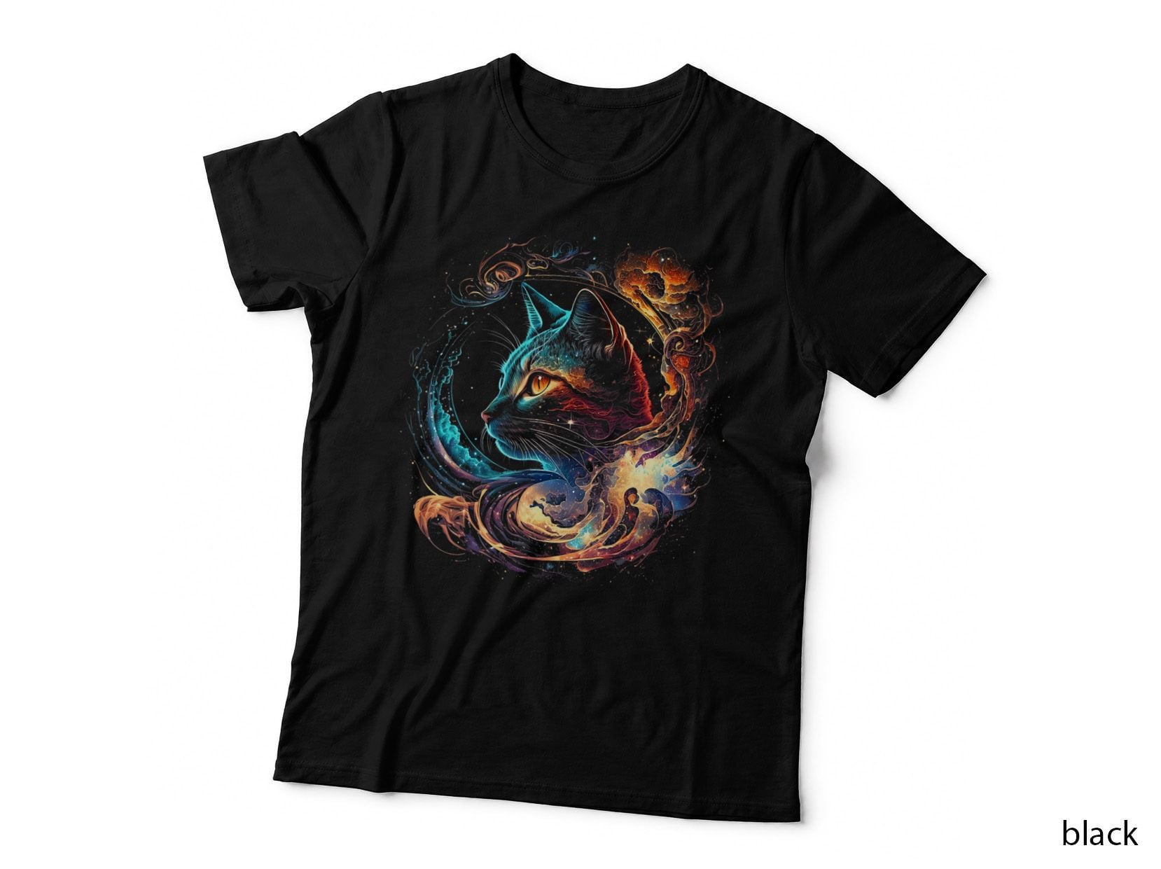 Cat in the Galaxy and Space Kitten Cat Head, Cosmic Adventure T-Shirt