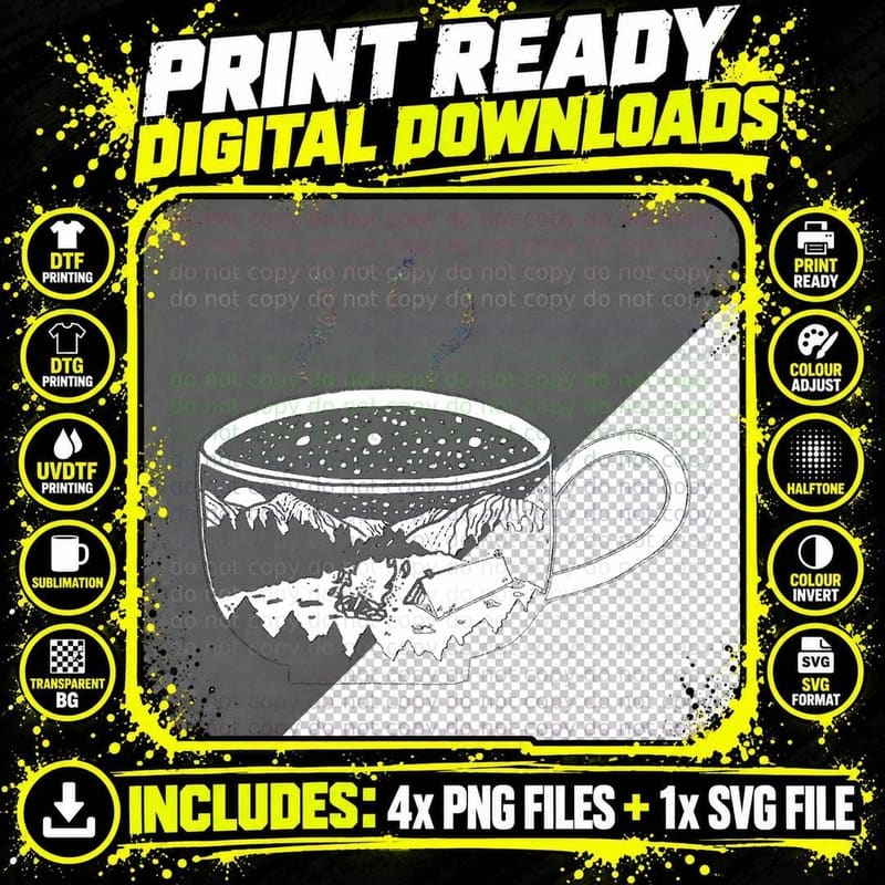 Coffee Mountains Adventure Camping, Mountain Explorer Png SVG Digital Bundle