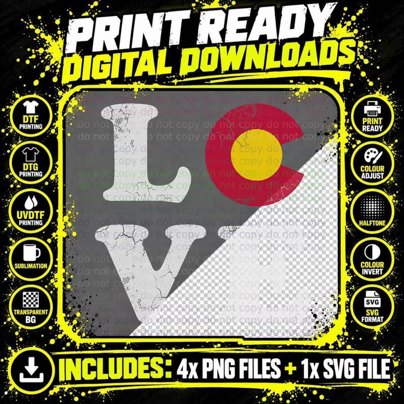 Colorado Flag Love Men Women Kids, State Pride Png SVG Digital Bundle