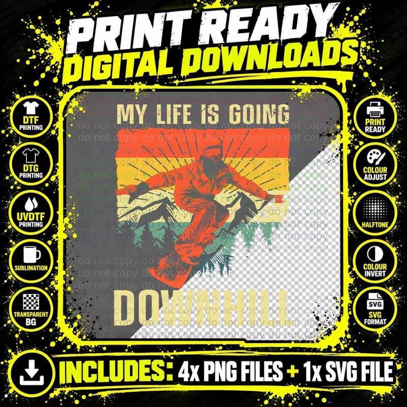 Cool Snowboarding Art for Men Women Snowboard Png SVG Digital Bundle