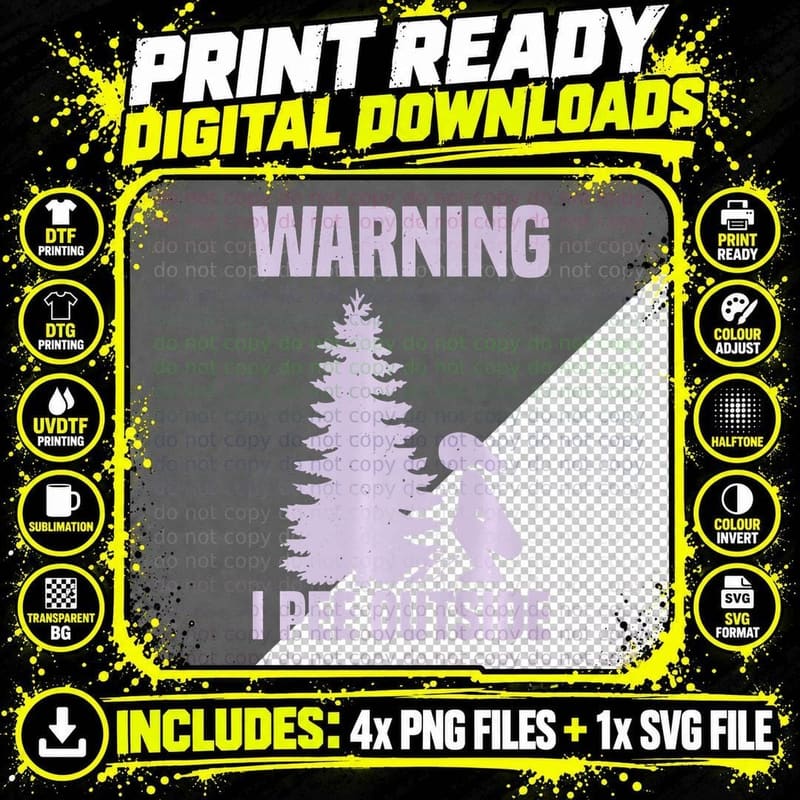Cool Warning I Pee Outside Funny Girl Peeing Camping Png SVG Digital Bundle