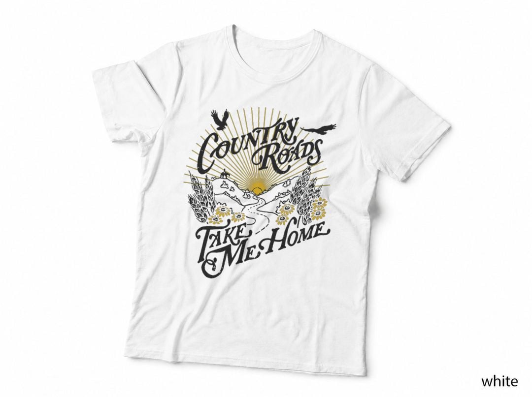 Country Roads Take Me Home Hiking Mountain Graphic T-Shirt