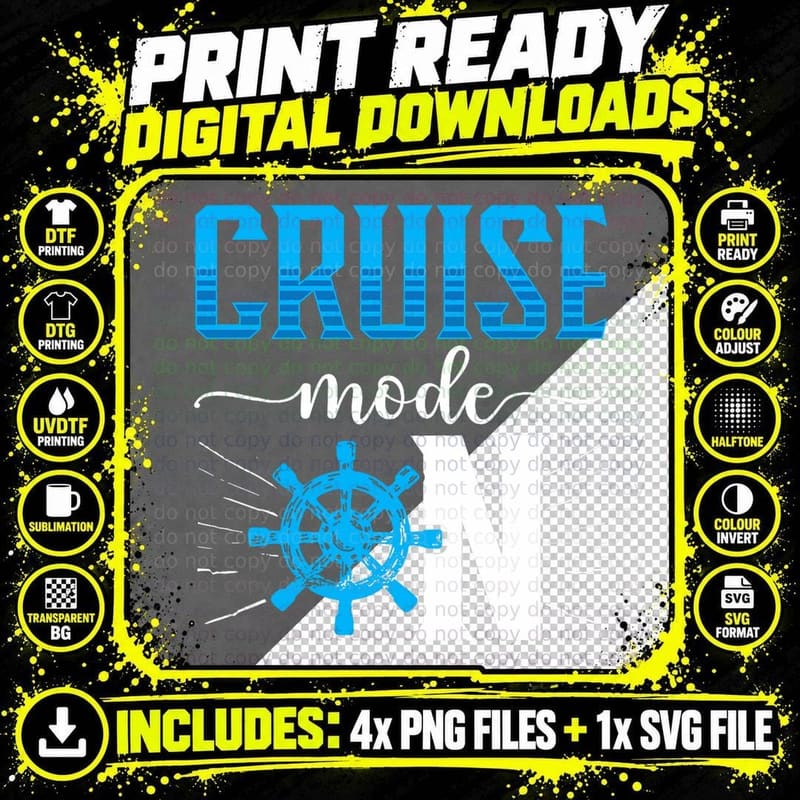 Cruising Boat Cruise Mode on Cruise Ship, Nautical Style Png SVG Digital Bundle