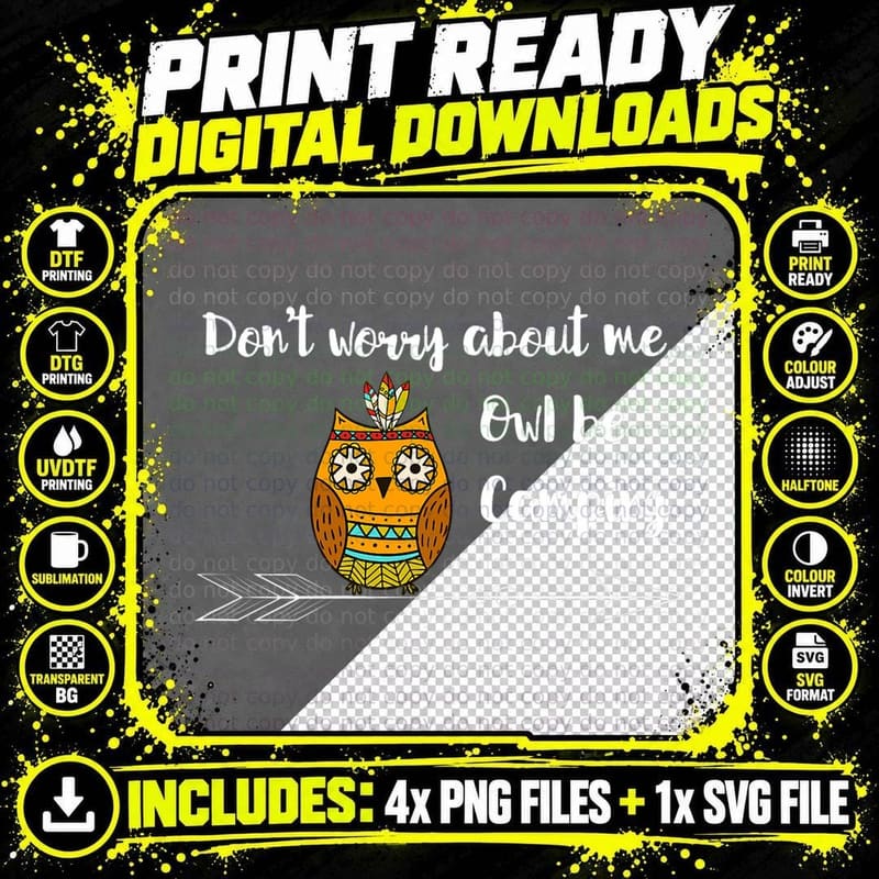 Cute Trendy Happy Camper Owl Be Camping Tribal Arrow Png SVG Digital Bundle