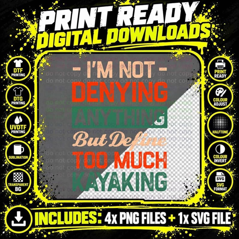 Define Too Much Kayaking Funny Kayak Humor Kayaker Hobby Png SVG Digital Bundle