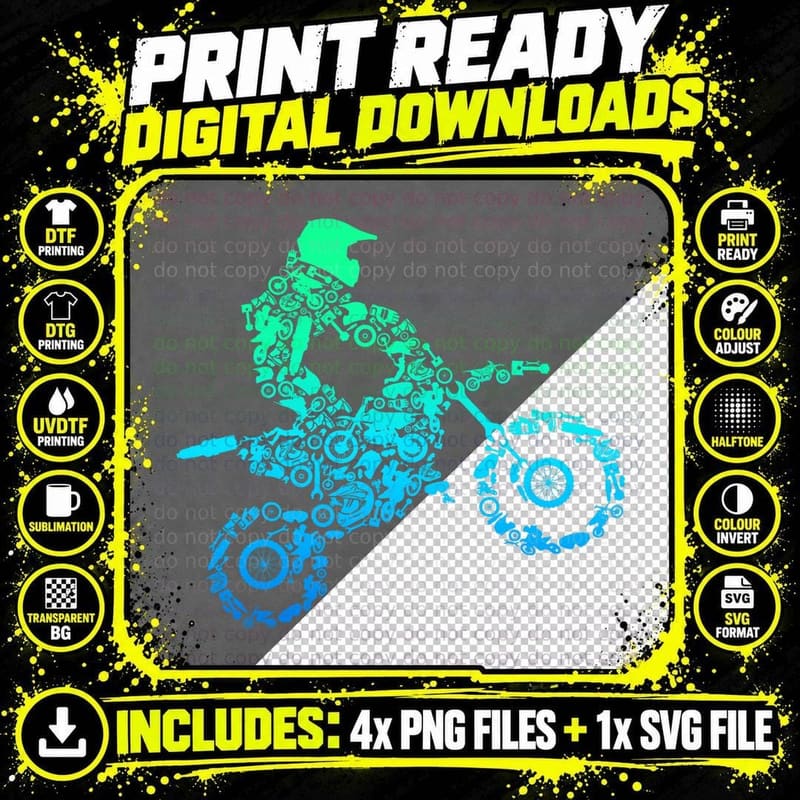 Dirt Bike Rider Motocross Enduro Dirt Biking Gift T-Shirt Png SVG Digital Bundle