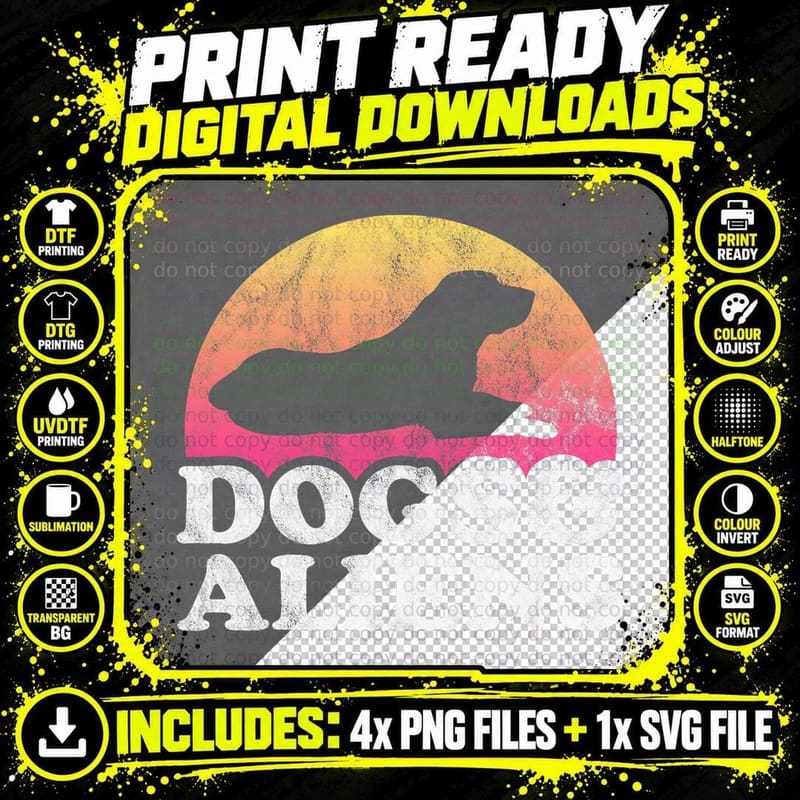 Dogs and Aliens Men's or Dog and Alien, Space Adventure Png SVG Digital Bundle
