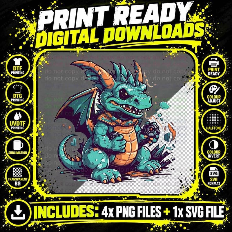 Dragon Play Epic Adventure T-Shirt Png SVG Digital Bundle